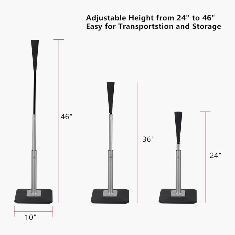 CEPHKY Store Portable Baseball Tee, Batting Tee for Baseball | Softball, Adjustable Height 24" to 46", Tee Ball Stand with Weighted Base, Flexible Rubber Top, Hitting Tee for Kid/Youth/Adult, Easy Assembly - Image 3